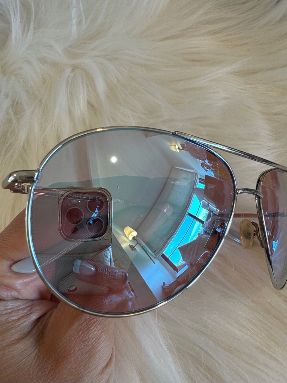 Nike Aviator Silver Frame Mirrored Sunglasses - Blue/Purple Tint - Picture 6 of 8